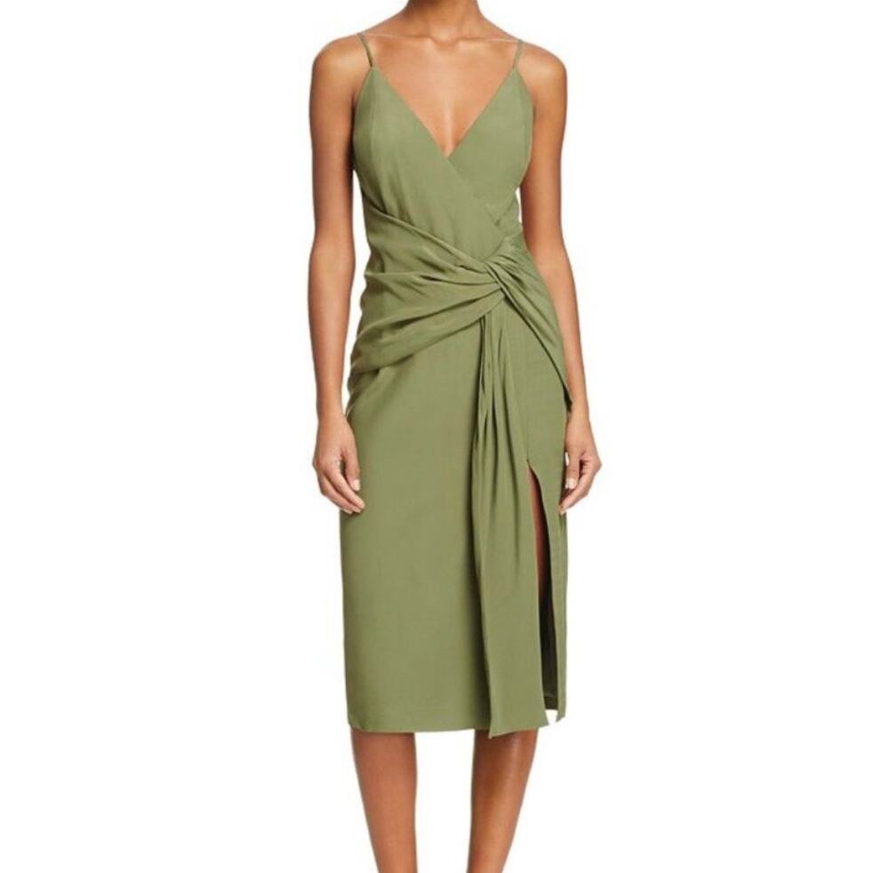 C/MEO Collective Women's Pine Green Ruched Waist Interrupt Dress Size L